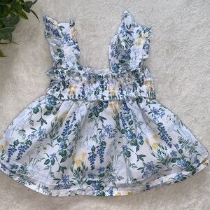 Janie and Jack Blue & Yellow Floral Smocked Top 6-12M Flaw?